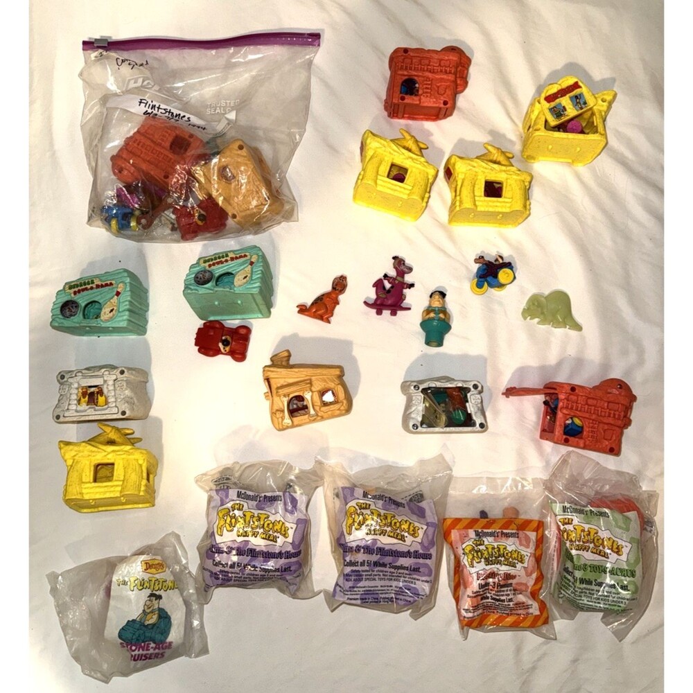 Vintage McDonald’s Flintstones Happy Meal Toys- LOT Stone Age Houses Collectible